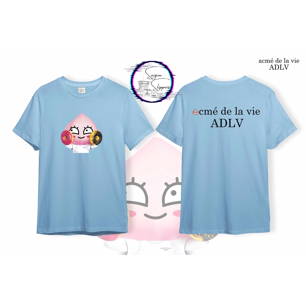 ÁO THUN UNISEX ADLV 067, ÁO THUN ADLV hình trái đào cầm donut BIG SIZE