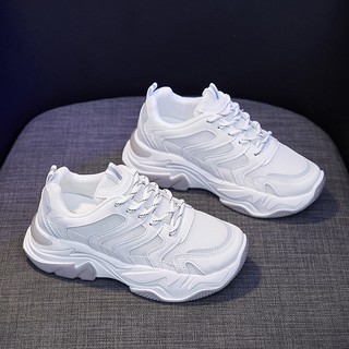 Giày sneaker nữ HHH đế cao màu kem, giày đơn màu dễ phối đồ cho bạn nữ