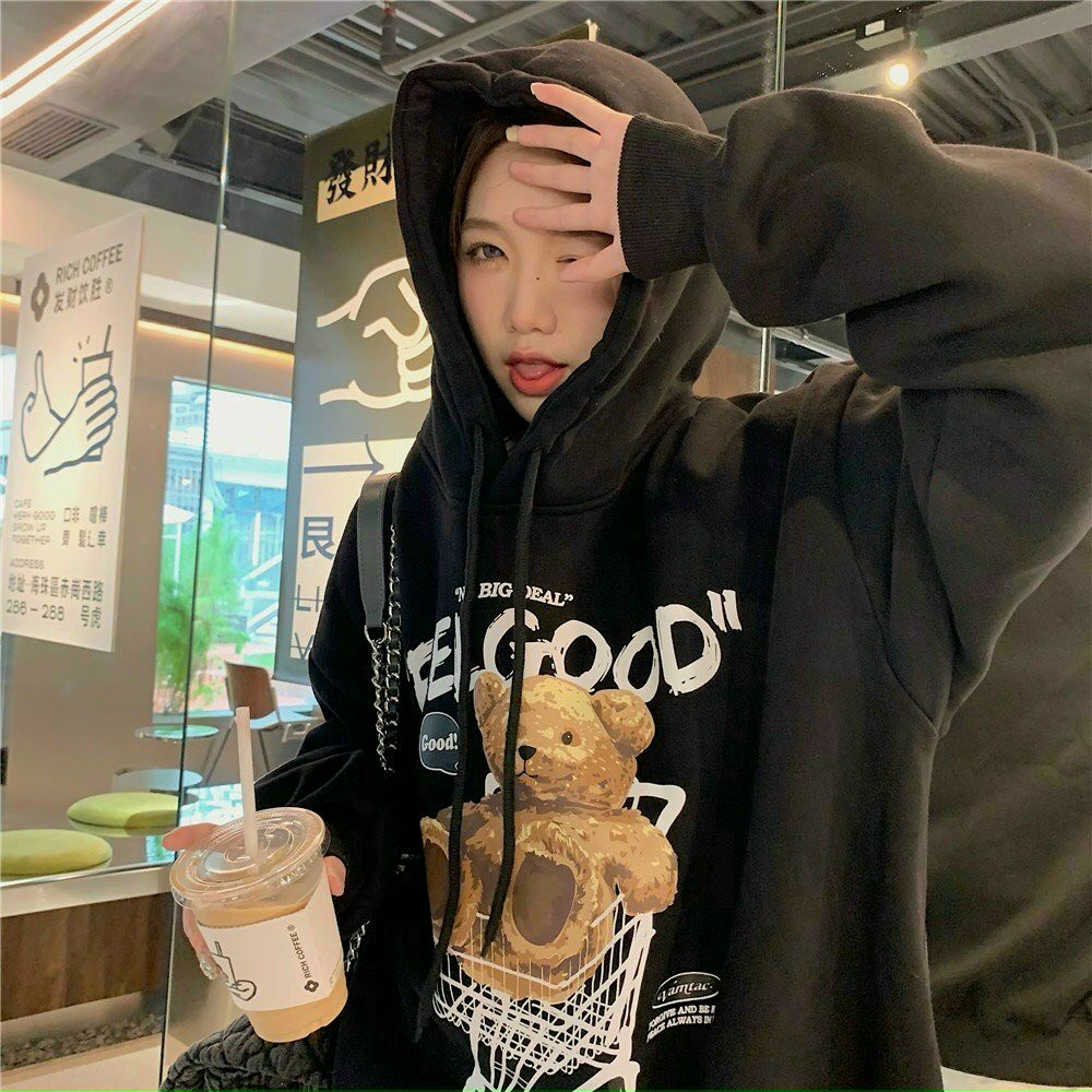 [Freeship] Áo hoodie unisex in gấu bông thời trang Miamo TP406