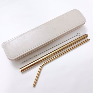 (Ảnh thật - HCM) Hộp 2 ống hút (Trân châu + cong) + cọ vệ sinh