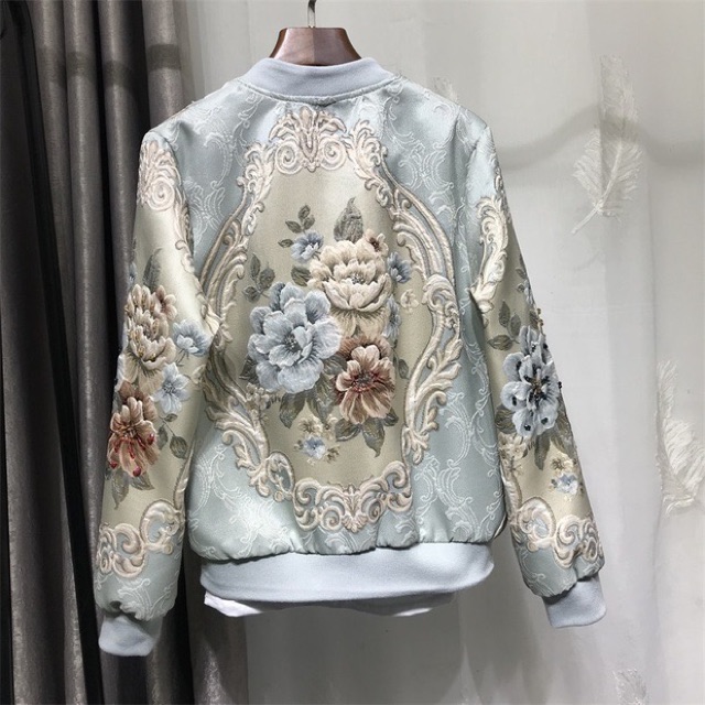 Áo khoác bomber jackets satin thêu hoa nổi | BigBuy360 - bigbuy360.vn