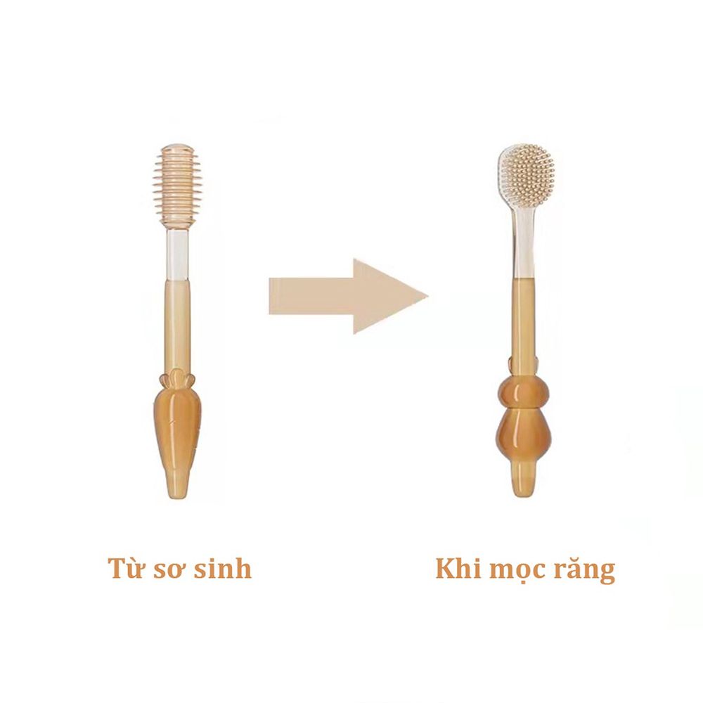 Set rơ lưỡi cho bé và bàn chải đánh răng cho bé sơ sinh 0 - 24 tháng được làm từ silicon