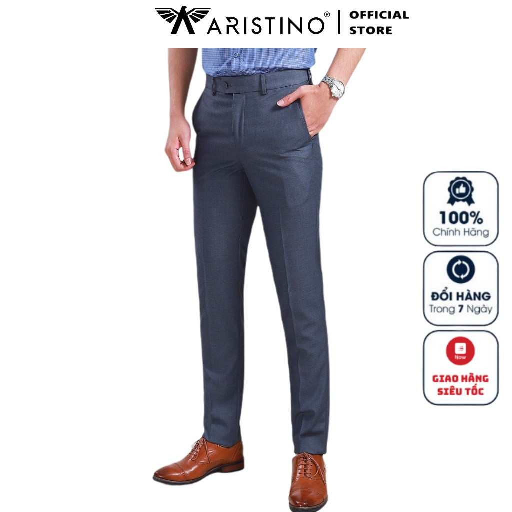 Quần Tây Nam Aristino ATR00308 Quần Âu Nam Màu Xám 66 Dáng Slim Fit Vải Polyester