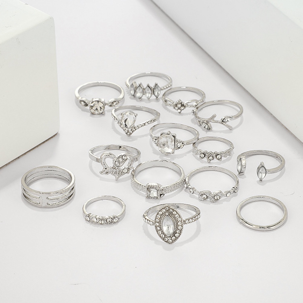 Set 15 NhẫN ĐíNh Đá NhiềU KiểU DáNg Phong CáCh Bohemia