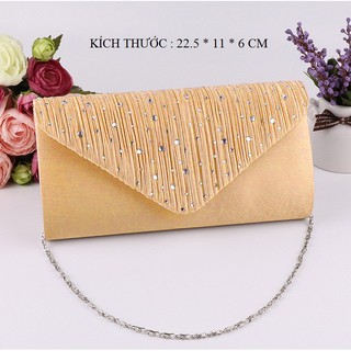 [+1 Tất Nữ] Clutch Nữ Cầm Tay V - Màu Vàng