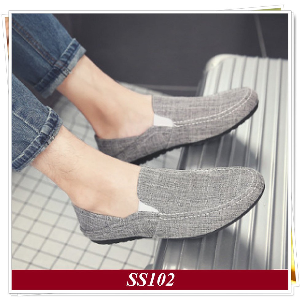 [ SIÊU RẺ ] SS102 - Giày Lười Nam Hàn Quốc Màu Xám Đậm [ Shop Yêu Thich ]