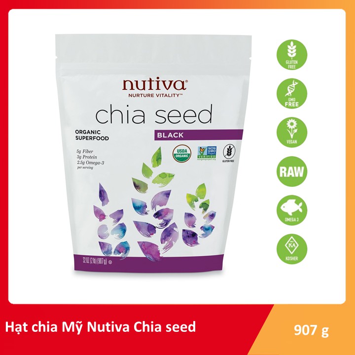 Hạt chia Mỹ Nutiva 907g - Tặng hướng dẫn chế biến trọn bộ