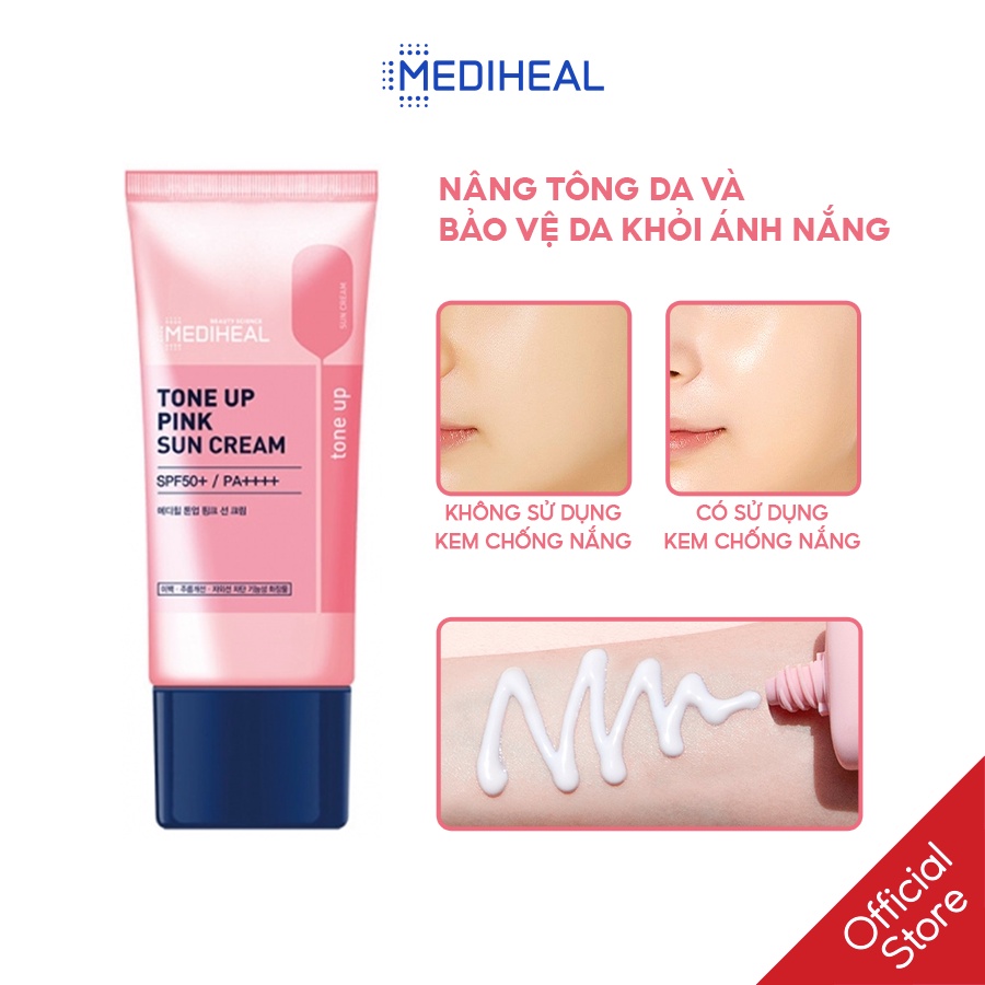 [Nhập mã COSMH22 giảm 8%]Kem Chống Nắng Trắng Da Mediheal Tone-Up Pink Sun Cream SPF50+/ PA++++ 45ml