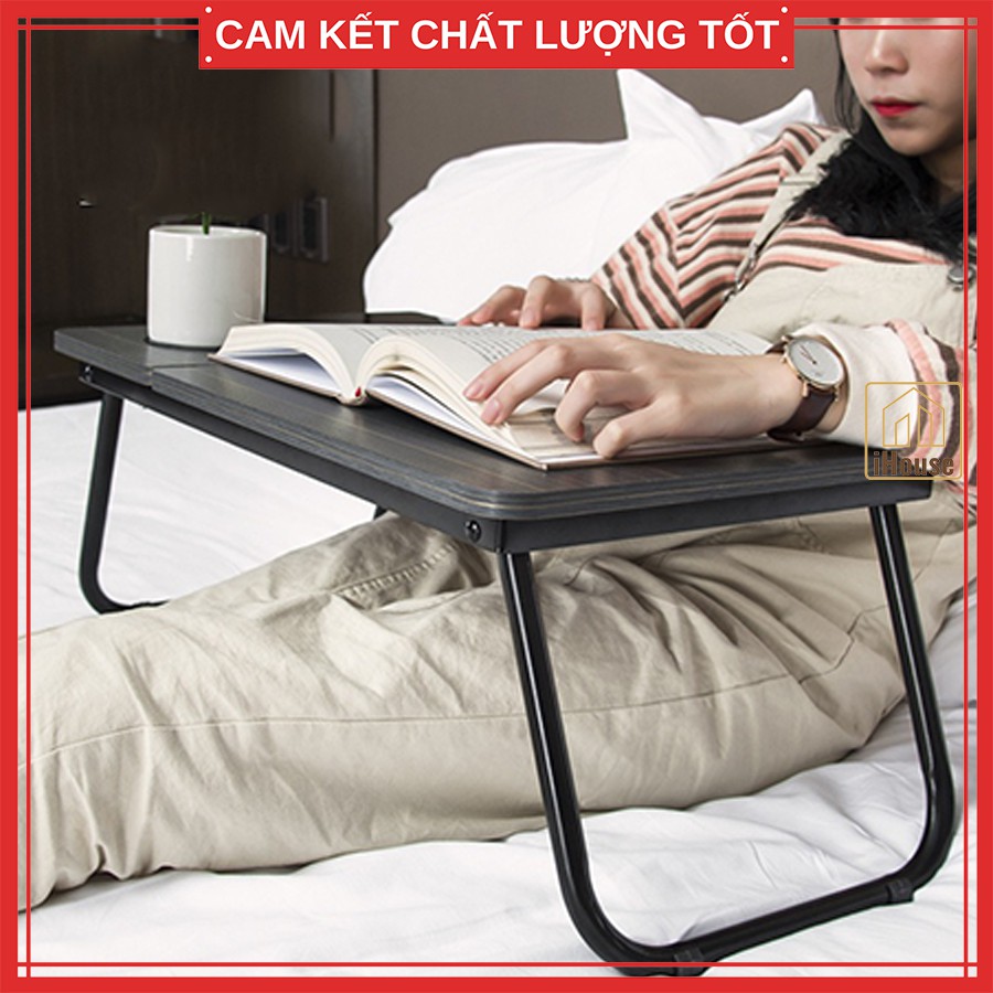 Bàn học gấp gọn mini tùy chỉnh góc nghiêng có khe cắm ipad iphone, Bàn laptop làm việc đọc sách trên giường