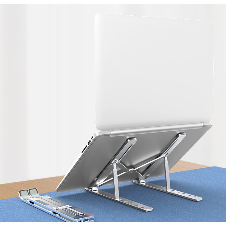 GIÁ ĐỠ ĐẾ TẢN NHIỆT LAPTOP MÁY TÍNH BẢNG BẰNG NHÔM VÀ NHỰA  ABS CAO CẤP CÓ THỂ ĐIỀU CHỈNH ĐỘ CAO KHI LÀM  VIỆC