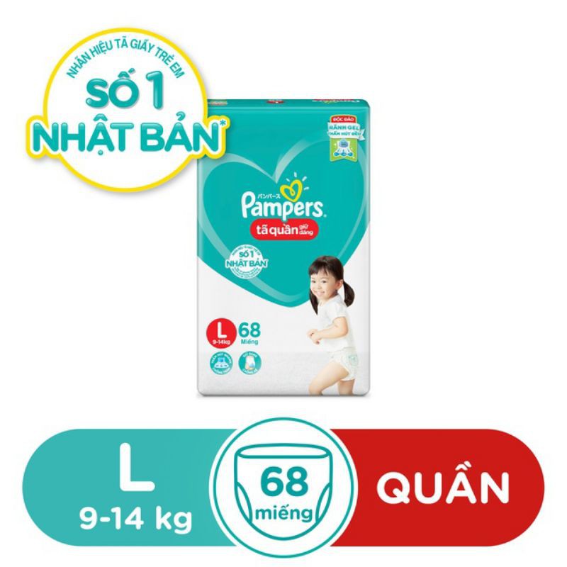 Tã bỉm quần Pampers giữ dáng gói cực đại M74/L68/XL62/XXL56