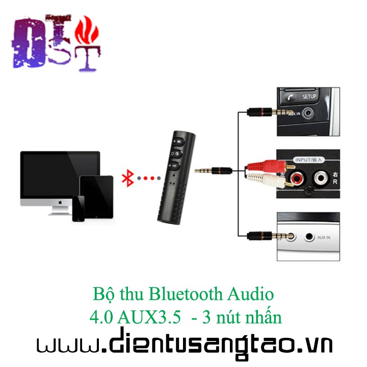 ✅ [RẺ NHẤT VIỆT NAM] Bộ thu Bluetooth Audio 4.0 dành cho tai nghe (3 nút nhấn) +Tặng thêm châm cắm 3.5mm