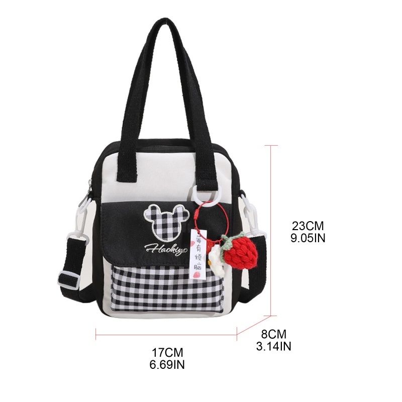 Túi Đeo Chéo Chống Trộm Họa Tiết Sọc Caro Phong Cách Lolita