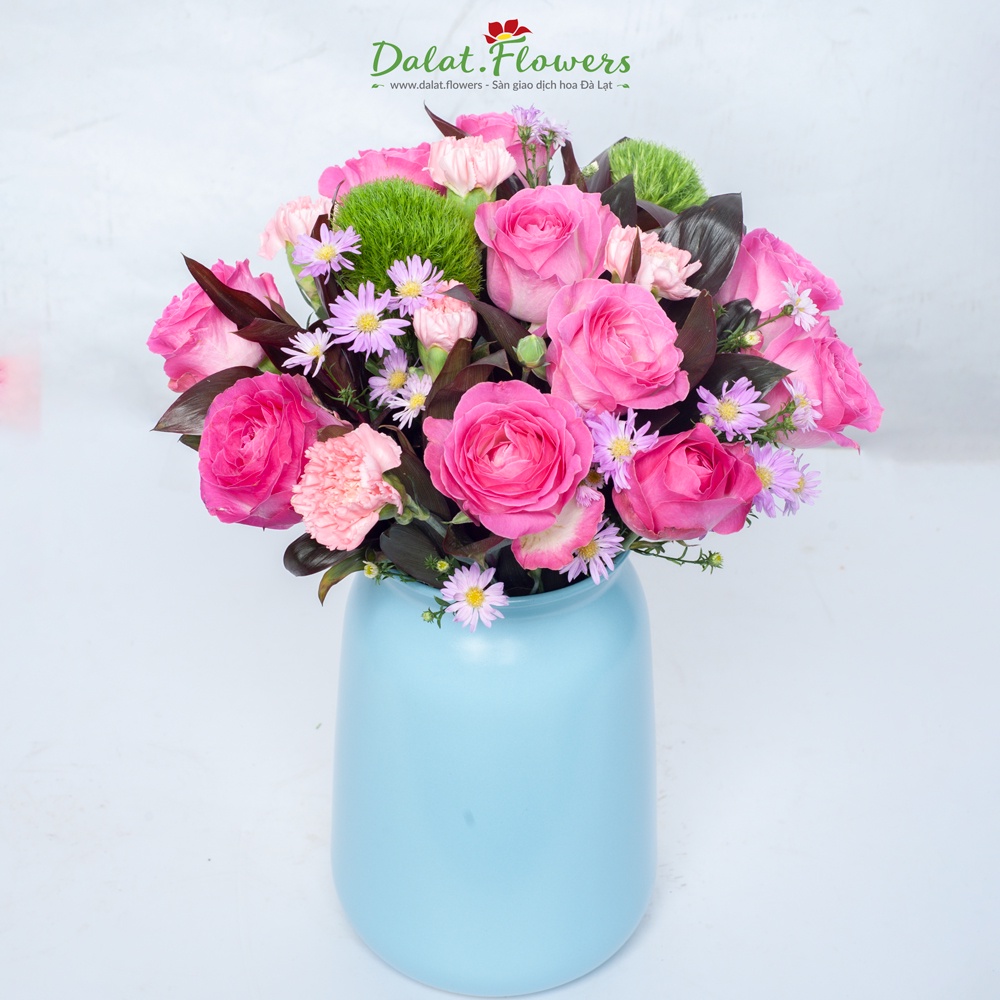 Bình gốm vo chum Dalat.flowers - Bình cắm hoa trang trí nhà cửa, văn phòng