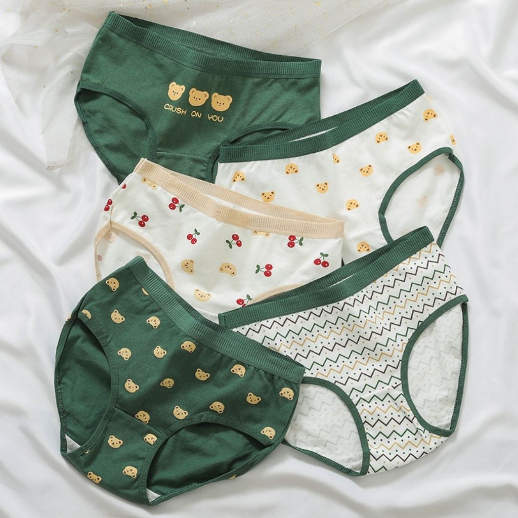 Quần lót nữ cotton kháng khuẩn khử mùi thấm hút mồ hôi họa tiết gấu cute dễ thương đáng yêu DOPICO L1760