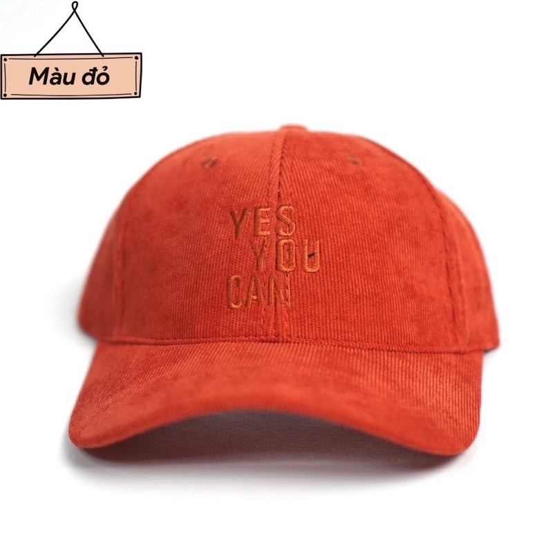 Nón kết nhung gân Yes you can nhiều màu siêu đẹp nam nữ