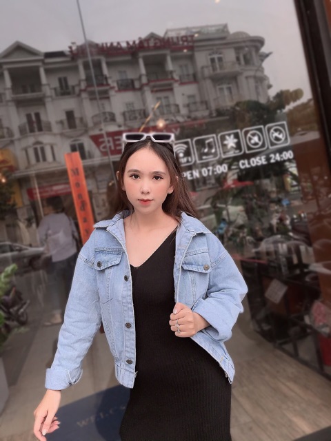 Áo khoác jean bo lai thun, hình thật 100%, có