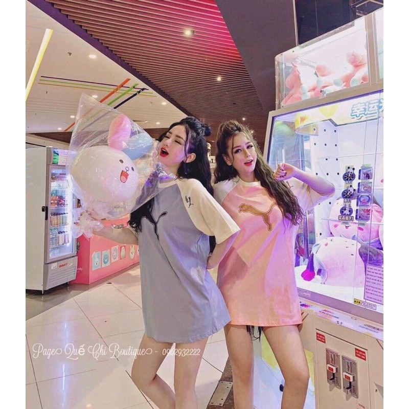 áo phong nữ form rộng phối màu in hình