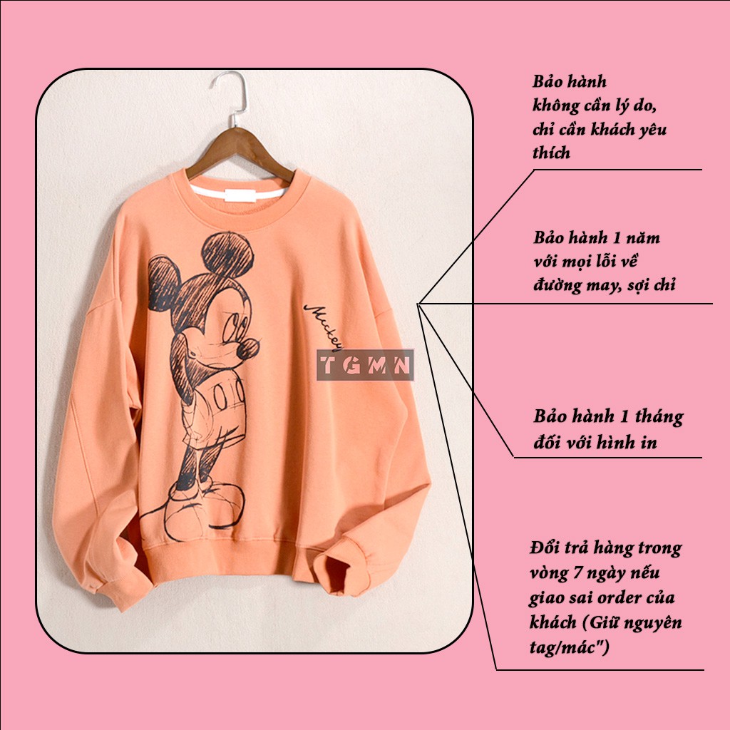 [Ảnh Thật] ÁO SWEATER UNISEX Nam Nữ Dáng Rộng ULZZANG In Chuột Mickey TGMN