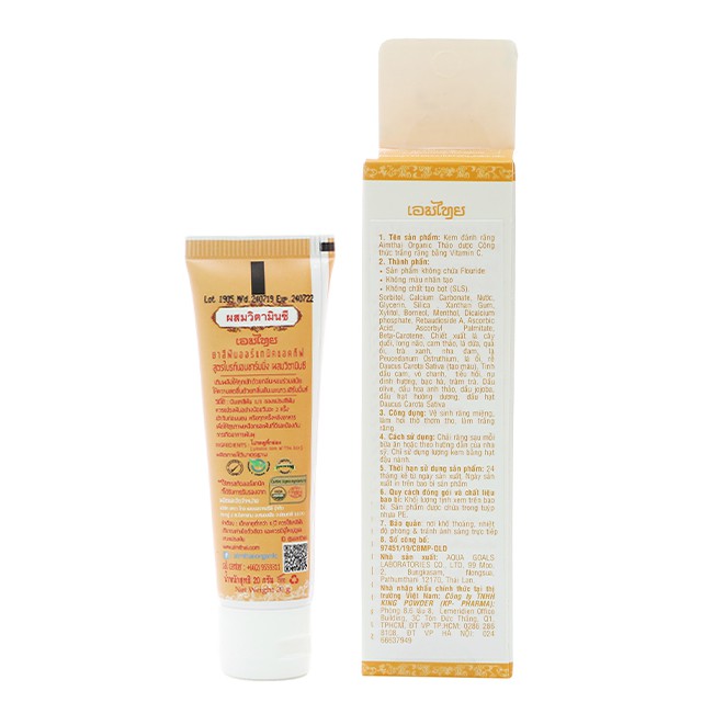 Kem Đánh Răng AIMTHAI Plus - Thảo Dược ORGANIC giúp chắc khỏe răng - thuocviet24h