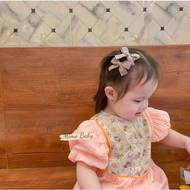 Set 3 kẹp tóc thắt nơ vải phong cách tiểu thư cho bé gái KT24 Mimo Baby
