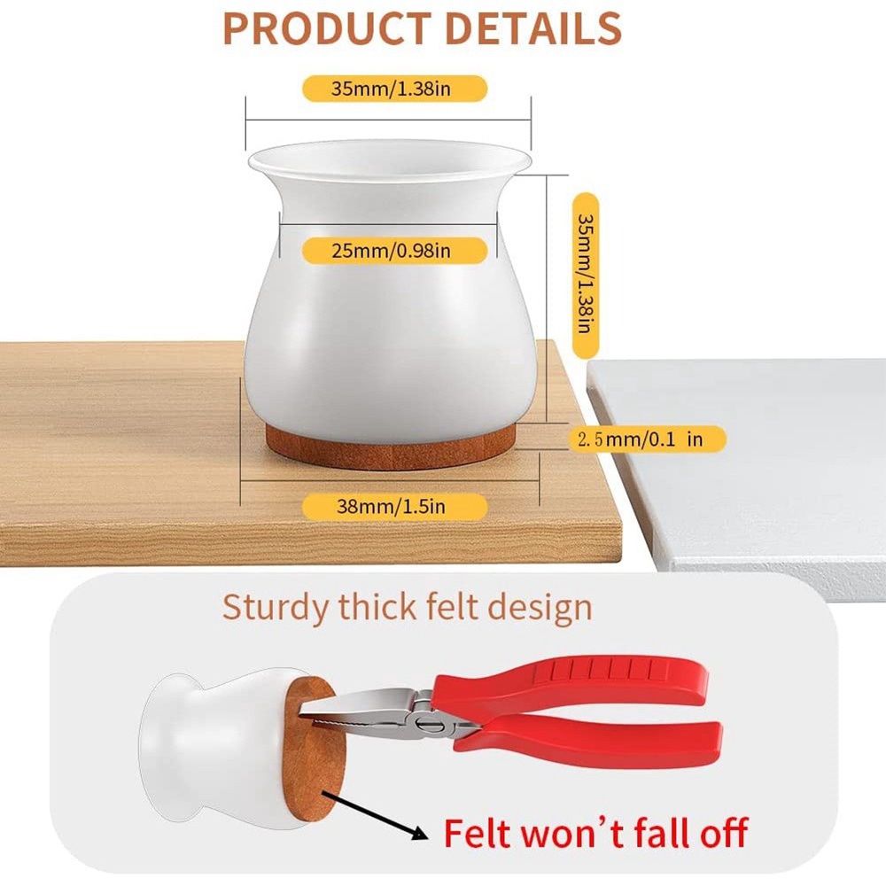 Set 24 Vỏ Bọc Chân Ghế Hình Chữ Nhật Bằng Silicone Chống Trượt Tiện Dụng