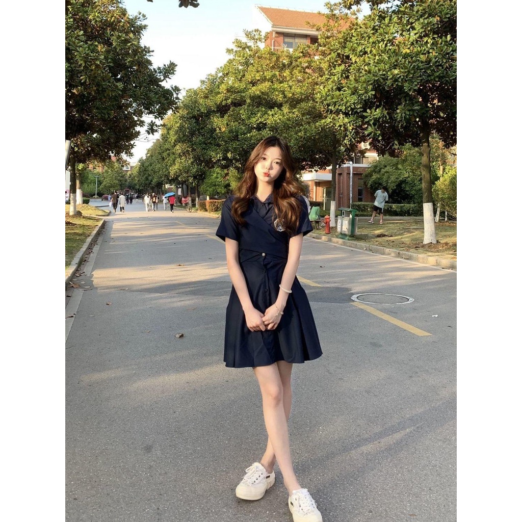 Đầm Thắt Nơ Phong Cách Preppy Dành Cho Nữ 22S