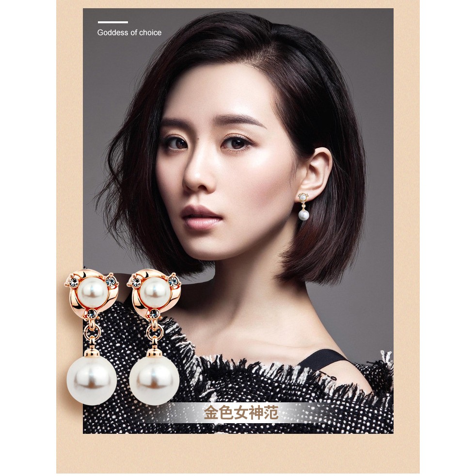 Đôi Khuyên Tai Mạ Bạc Đính Ngọc Trai Xinh Xắn