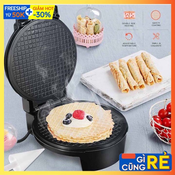 Máy làm bánh quế cuộn chạy điện 2 mặt chống dính
