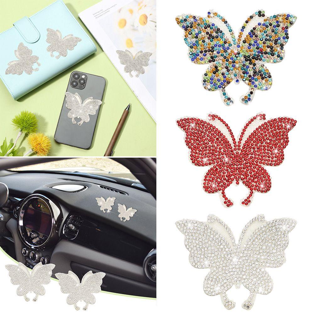 MAG Miếng Dán Trang Trí Laptop Xe Hơi Hình Bướm Đính Pha Lê Xinh Xắn