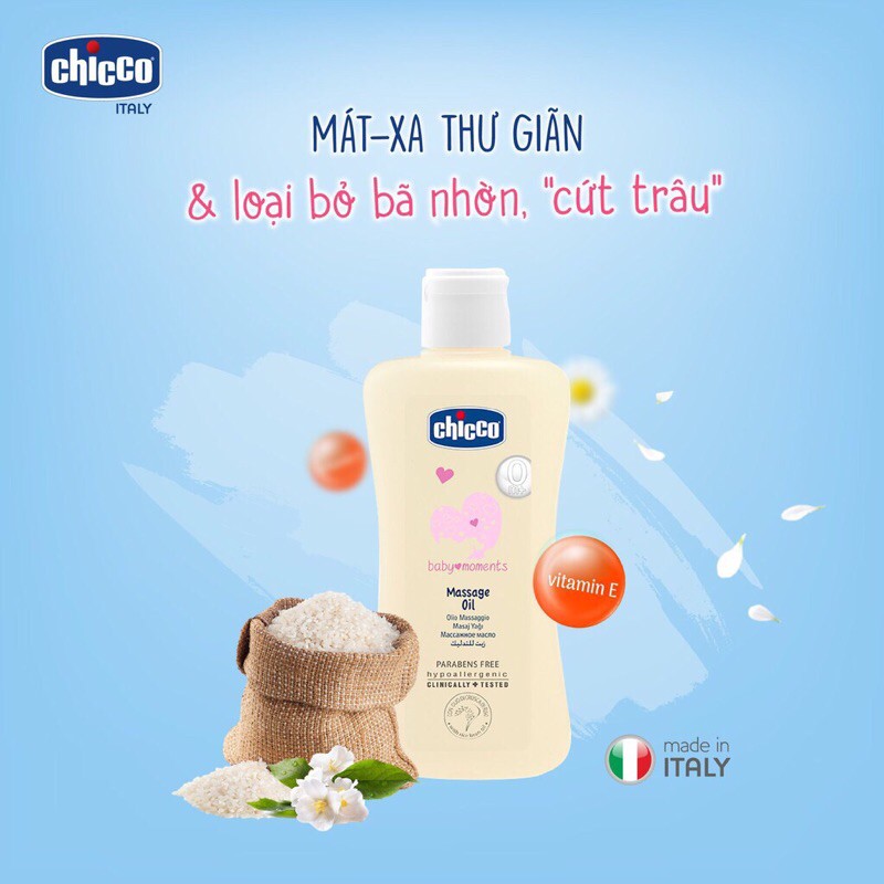  Dầu massage Chicco chiết xuất cám gạo