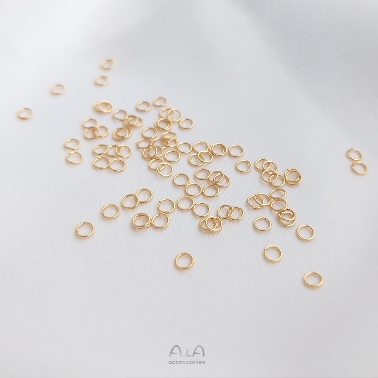 Set 100 Chiếc Nhẫn Hở Mạ Vàng 14K Bằng Thép Titan Độ Cứng Cao Làm Trang Sức Thủ Công diy