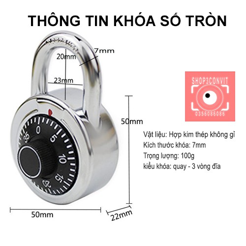 Khóa số dạng núm xoay tròn loại nhỏ 3 số