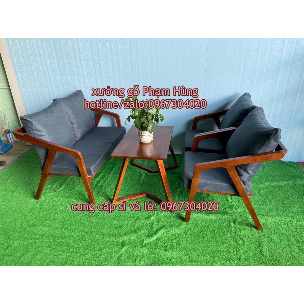 Bộ bàn ghế sofa gỗ phòng khách quán cf trà sữa