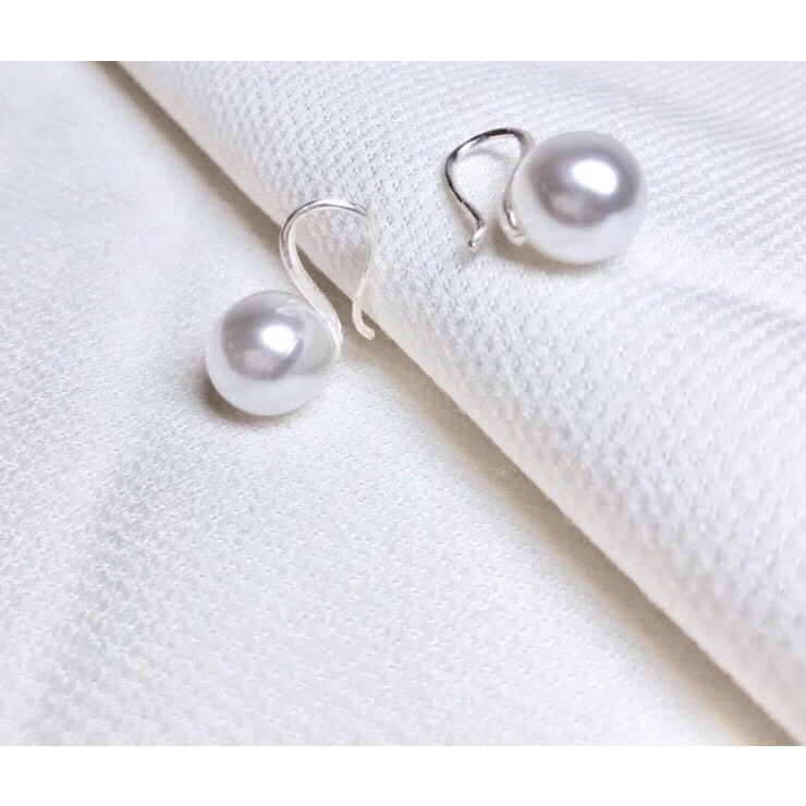 Bông tai móc câu trai chuẩn bạc ta sáng đẹp - Kho sỉ bạc Nhất Linh