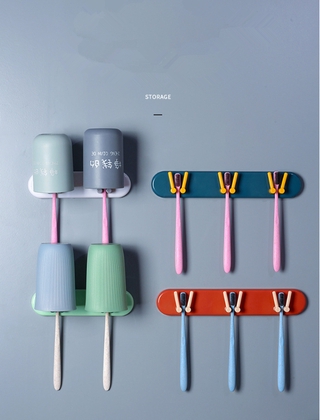 Toothbrush holder, cup holder, bathroom wall-mounted bathroom storage hook