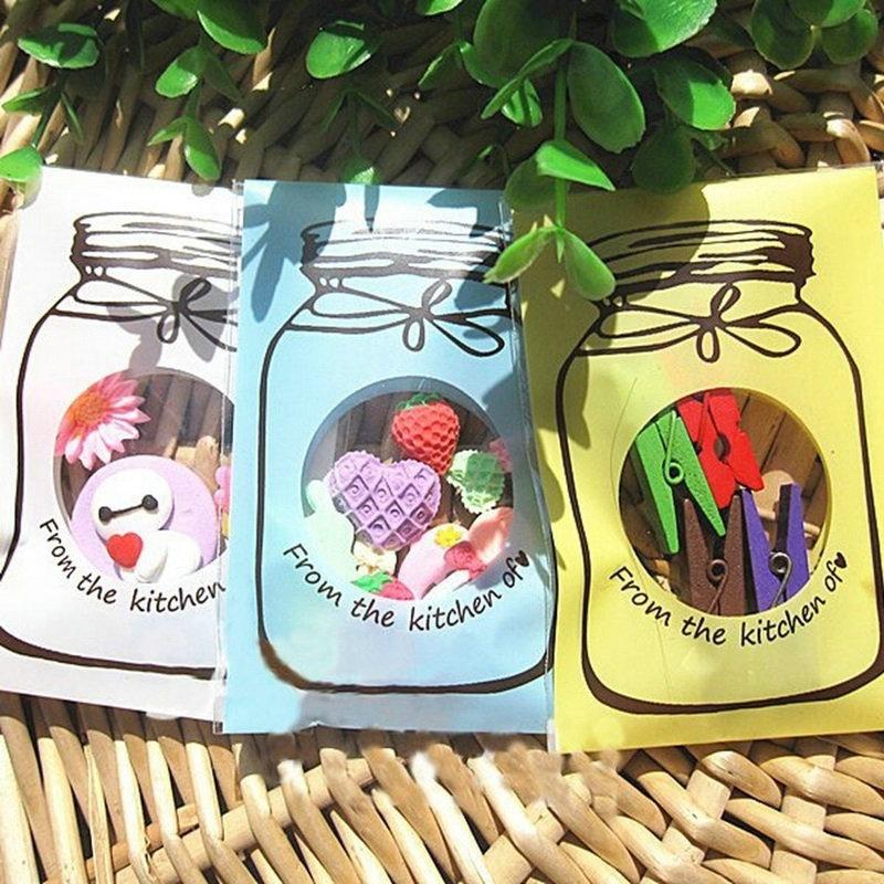 Set 100 Túi Nhựa Đựng Bánh Kẹo In Hình Hũ Gia Vị Dễ Thương