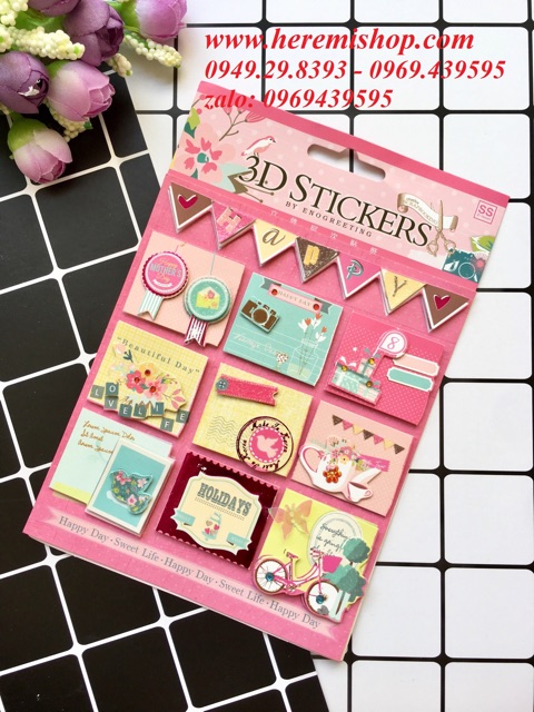 3D sticker trang trí khung ảnh, album (scrapbook 3D)