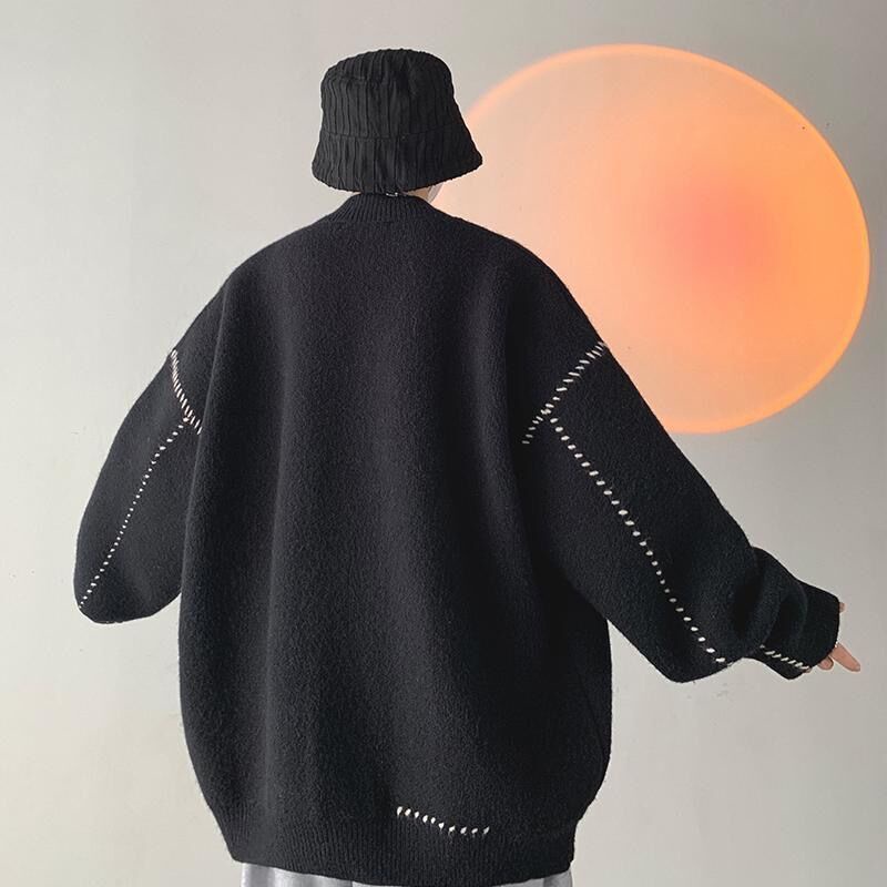 Áo Khoác Cardigan Tay Dài Cổ Chữ V Phong Cách Retro Nhật Bản Cho Nam