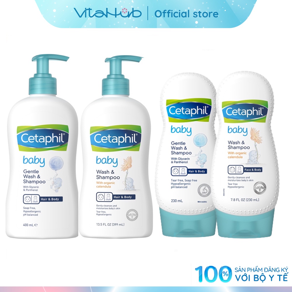 Sữa tắm gội dịu nhẹ cho bé Cetaphil Baby Gentle Wash & Shampoo 230ml 400ml