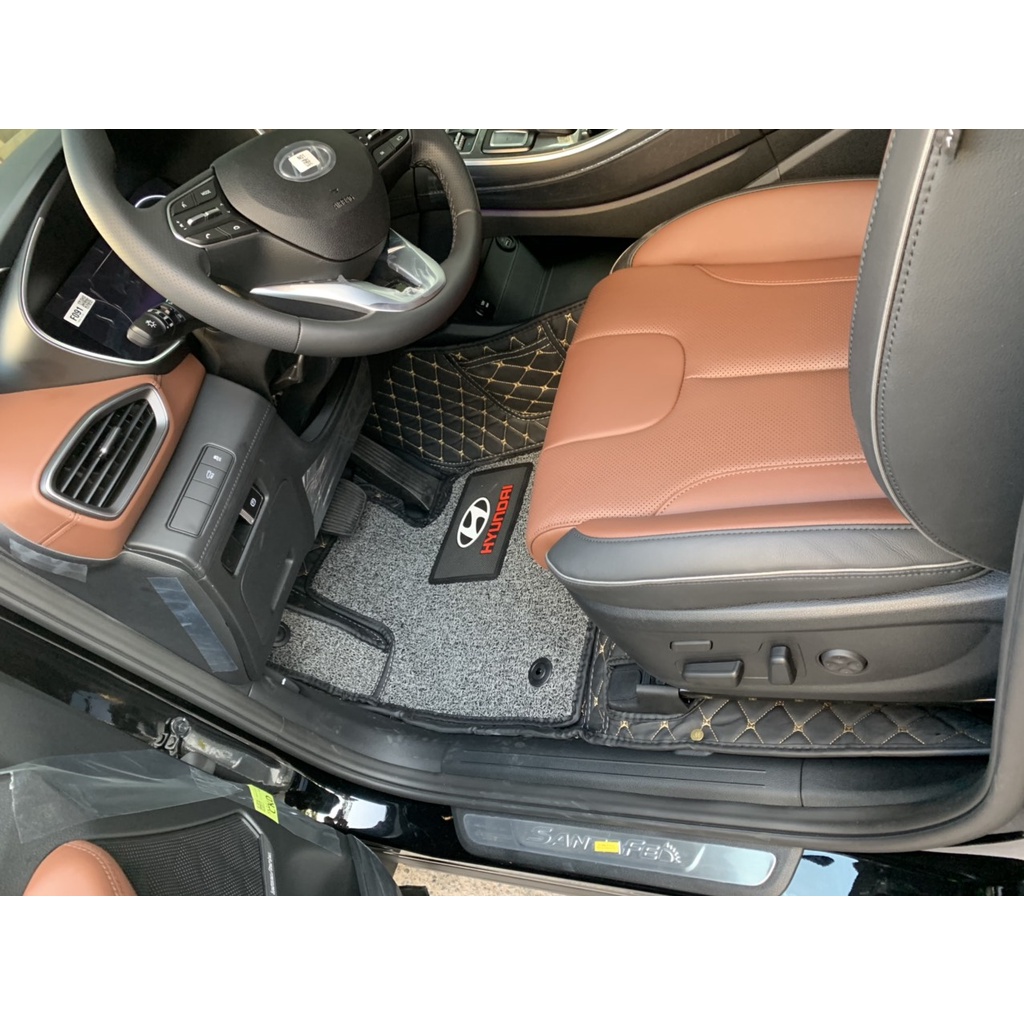 Thảm lót sàn ô tô 6D Hyundai Santafe 2021-2022 chống nước, không mùi, phủ kín 90% sàn xe