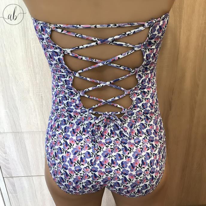 Áo bơi nữ liền thân 2 dây hoa nhí đẹp, thời trang - Freesize (40-55kg) Sexy
