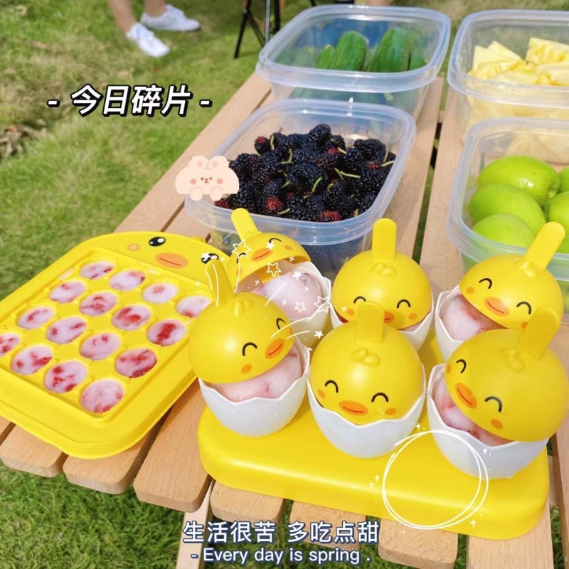 Khuôn làm đá, làm thạch, làm kem hình trứng vịt vàng dễ thương cho các bé