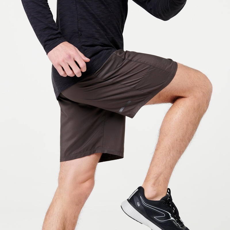 Quần short chạy bộ Decathlon Run Dry+ cho nam - Nâu đen