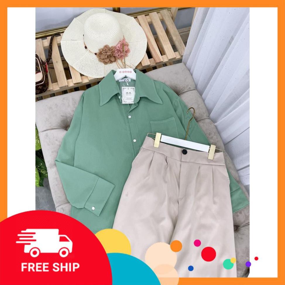[ 𝐅𝐑𝐄𝐄 𝐒𝐇𝐈𝐏 ] SET SƠ MI XANH BASIC QUẦN SUÔNG HOTTREND MYAN STORE