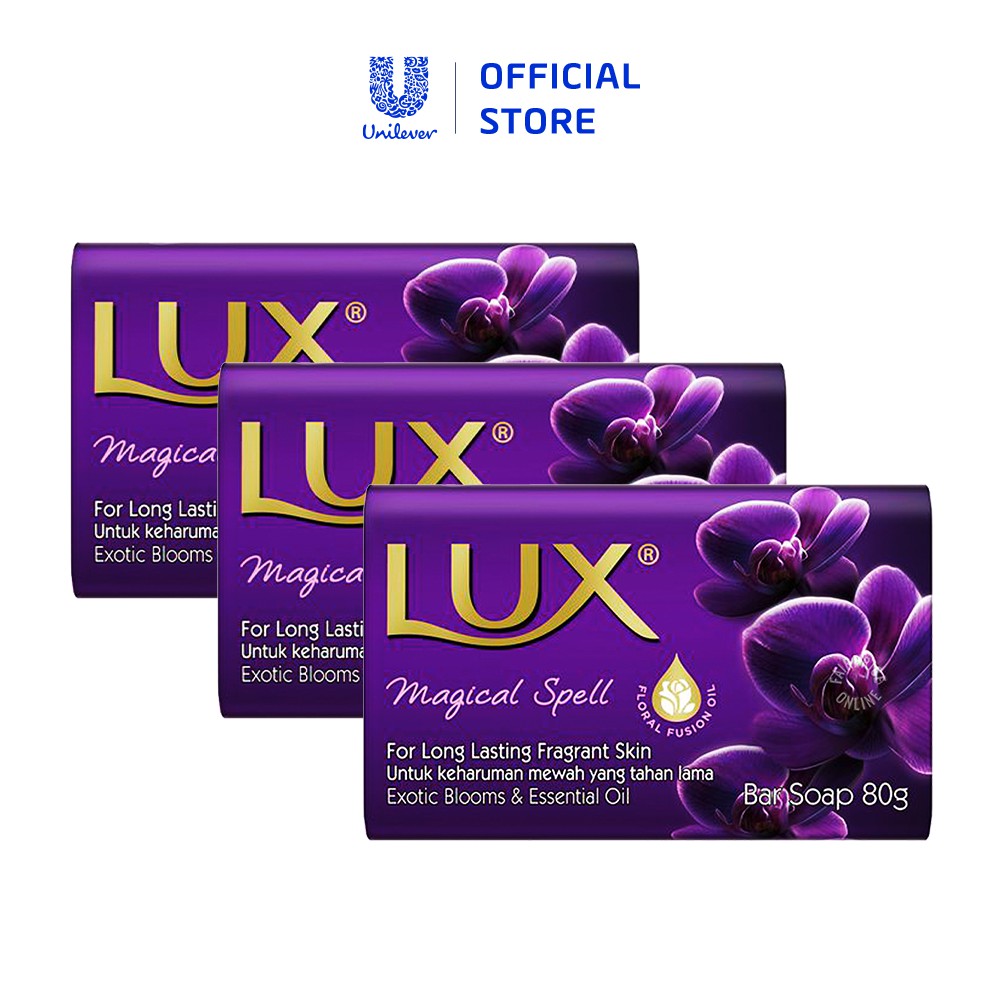 Combo 3 Xà phòng tắm hương nước hoa Lux Tím Magical (80gx3)