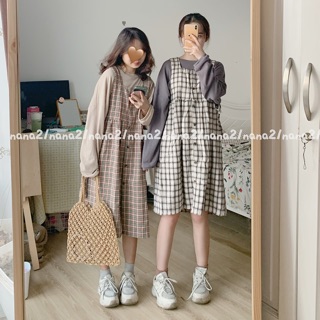 Váy yếm dạ kẻ caro