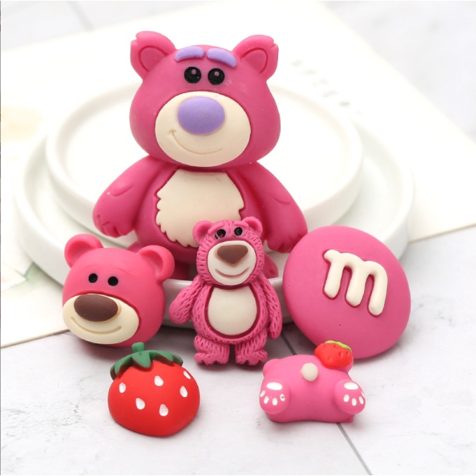 Charm gấu hồng Pink Bear  cho các bạn trang trí vỏ ốp điện thoại, dán Jibbitz, kẹp tóc, DIY