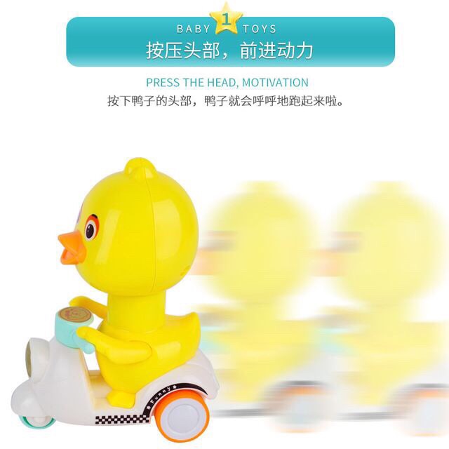 Đồ Chơi Vịt Chạy Xe Vespa Nhấn Cót Không Dùng Pin Vui Nhộn Cho Bé