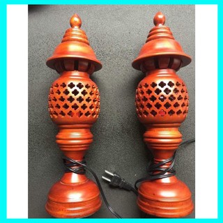 Đôi đèn tổ ong - Cặp đèn thờ gỗ xà cừ - Đèn cúng bàn thờ